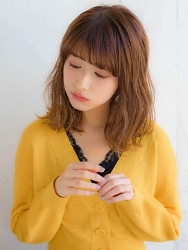 ルティア 池袋(Lutia) ハニーベージュのゆるふわ伸ばしかけボブ