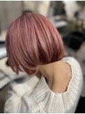 ☆レッドピンク×カシスピンク☆×前下がりグラデーションボブ