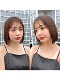 顎下ラインのボブ 切りっぱなしボブ インナーカラー 西田大樹