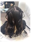 髪型リボンで可愛いめスタイル