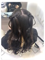 髪型リボンで可愛いめスタイル