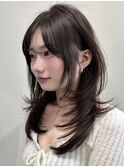 韓国風/レイヤー/前髪カット/オリーブ/透明感/ハッシュカット