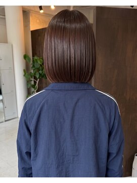 零秒女髪 千里丘店 艶髪が映えるまとまりの良いセミロングボブ髪質改善美髪艶感