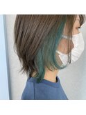 ☆オリーブベージュ、グリーンインナーカラー、ウルフカット☆