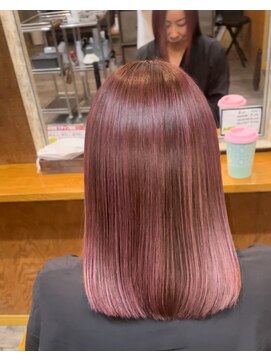 ヘアーサロン アトリエ(Hair salon ATORIE) セミボブヘアカラーラズベリーピンク髪質改善トリートメント