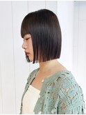 オリーブカラー秋色透明感カラーボブルフワンレン_ba534351