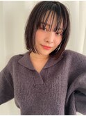 爽やか軽めナチュラルダークブラウンボブ