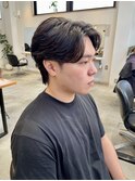 【men's】自然に流れるパーマのセンターパート
