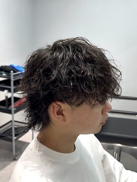 ブラック(BLACK) 前下がりマッシュパーマ2way