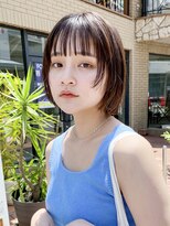 アイティー バイ アルバム 中野店(IT by ALBUM)&nbsp;オイル感ボブ_カーキグレージュフェザーバング_8591