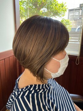 TJ天気予報 ルルル 脱白髪染めカラー☆前下がりボブ×明るめブラウン