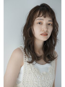 パール(PearL) 【PearL】ロングウェービーパーマ×暗髪グレージュカラー