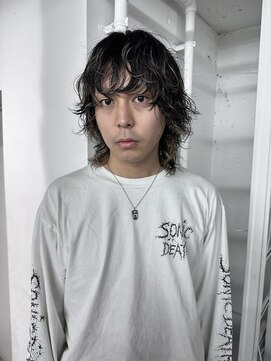 レコ 渋谷(LECO) メンズウルフ パーマ ハイライトカラー