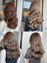 美容室フルール&nbsp;20代30代大人可愛い毛先パーマミルクティアッシュ肩ライン