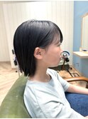 キッズカット×ばっさり×耳掛け×切りっぱなし×結べる長さ
