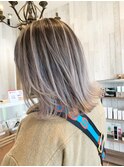 バレイヤージュグレージュハイライトダブルカラーケアブリーチ