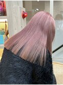 渋谷ピンクベージュカラーペールピンクカラー顔周りレイヤー30代