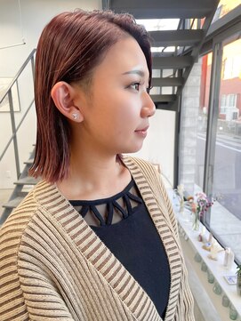 ヘアー アイス 御器所本店(HAIR ICI) 黒髪小顔レイヤーボブパーマ×暗髪透明感冬カラー