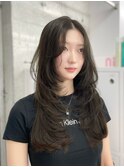 オリーブグレージュ/レイヤーカット/透明感カラー　上野