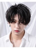 サンウォン風長めシースルーマッシュニュアンスパーマ韓国ヘア