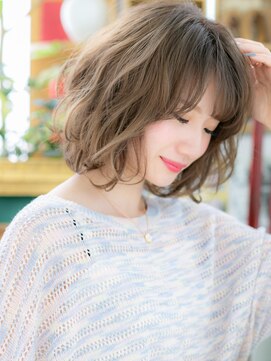 カバーヘア ブリス 上尾西口店(COVER HAIR bliss) ★ミルキーベージュハイライトくせ毛風小顔ボブ20代30代40代★7