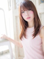 モッズ ヘア 福岡姪浜店(mod's hair) mod's姪浜/斜めバングピンクブラウン前下がりレイヤーロングh