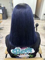 アジールヘア 所沢プロペ通り店(agir hair)&nbsp;ディープブルーロング小顔カットワンレン顔周りケアブリーチ所沢