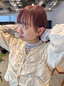 ディッセンバー 渋谷(December) ワイドバング/ピンクブラウン/ブリーチなしダブルカラー