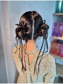 【カチモリ】結婚式銀座お団子タイトヘアセットアレンジ