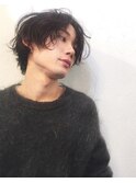 メンズミディアム　質感で攻める☆洗いざらしのセミウェットボブ