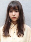 [ANDREY]グレーベージュ/レイヤーロング/前髪パーマ黒髪カタログ