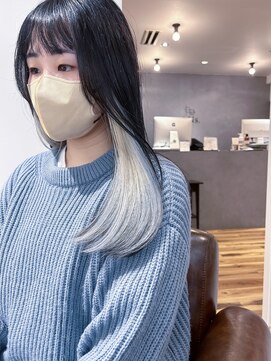 アンス 大阪梅田(ANs.) 20代 30代 40代 ロング インナーカラー ブルーグレージュ愛され