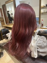 【チェリーピンク×ゆる巻きロング】