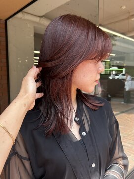 ノラ ヘアーサロン(NORA HAIR SALON) 【大久保】ブリーチなしレッドカラー顔まわりレイヤー