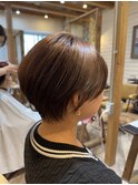 丸みショート×ウォームブラウン