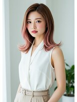 フルショウ 栄店(FURUSHO)&nbsp;センターパート小顔くびれレイヤーピンクラベンダーミルクティー