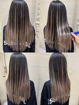 6Dエクステ 板橋店 黒髪グレーのハイライトカラー