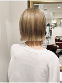 20代30代イメチェンボブ前髪ありレイヤーボブ丸型