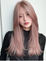 ロッソ 大橋店(Rosso) 淡いピンクベージュのレイヤー髪【大橋】