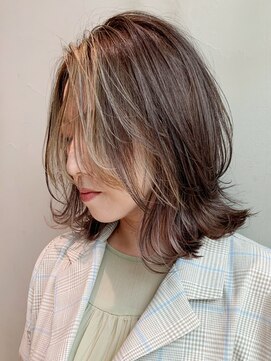 アルバム 銀座(ALBUM GINZA) レイヤーカットミディアム_オリーブカラー_ba306293