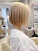 ハイトーングレージュカラーボブルフ×髪質改善[銀座]