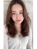 大人カジュアル レイヤースタイル センターパート