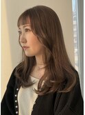 ラテベージュ/ブリーチなしカラー/透明感カラー/レイヤーカット/