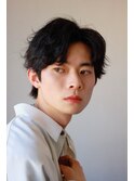 MEN'S HAIRアッシュブラックのウルフカルマパーマ