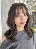 イヤリングカラー/ミディアムヘア/カーキ/20代30代40代
