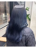 テトヘアー(teto hair) ネイビーブルーロングワンホンヘア