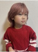 ピンクカラー　キッズカット　オシャレ小学生
