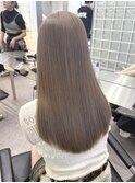 韓国ヘア顔周りレイヤー暗めミルクティーベージュグレージュ