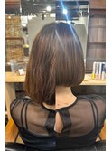 ナチュラルブラウン×コンパクトボブラウンドバング30代40代50代