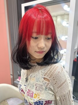 リー 梅田(Lee) Ryosuke/ブリーチ2回目安/赤黒/ルーツカラー/レッド/デザイン